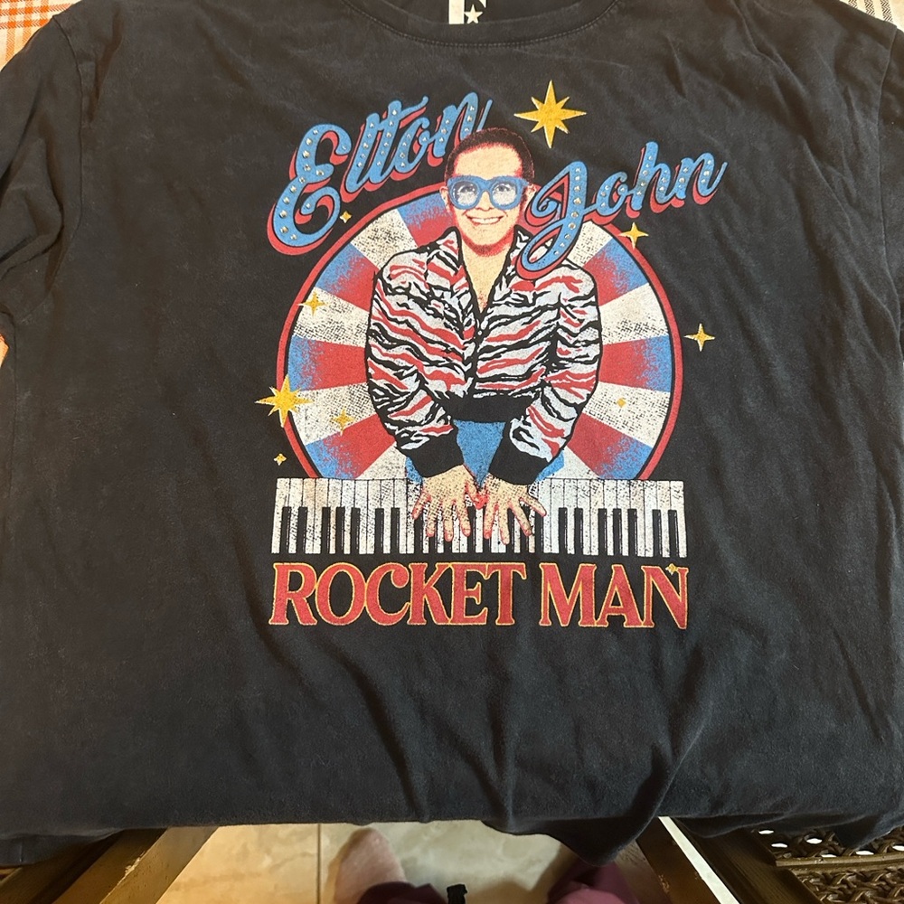 Elton John Rocket Man Black T-Shirt
